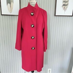 Fleurette Luxury Italian Wool Red Overcoat Lora Piano